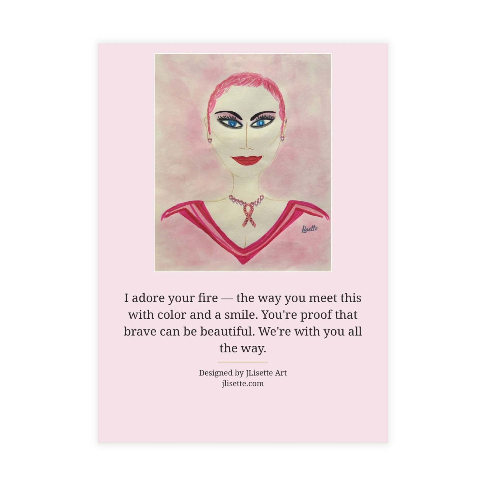 Pink Hair — Breast Cancer Awareness Postcards (10-Pack), Words on Front