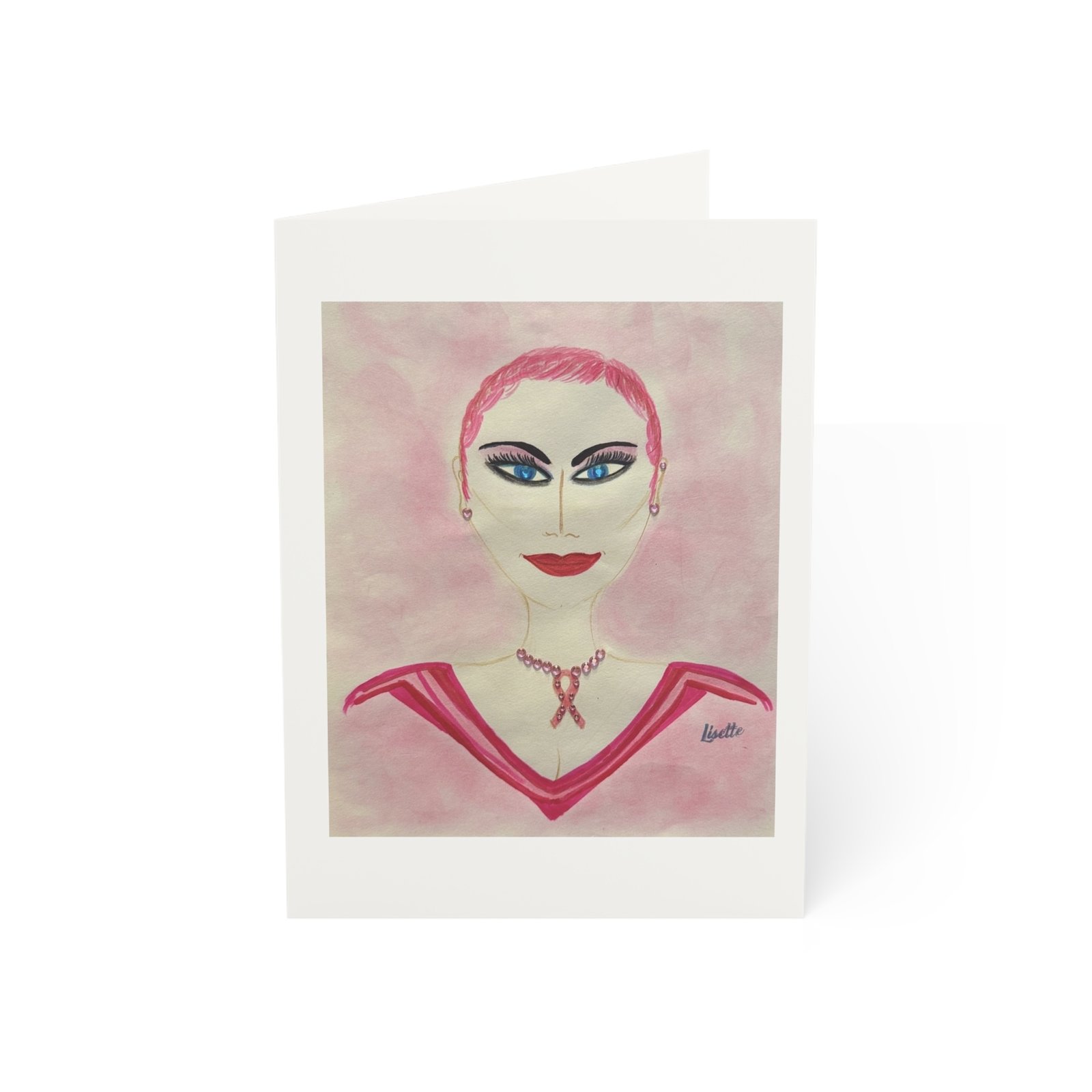 Pink Hair — Breast Cancer Awareness Greeting Card