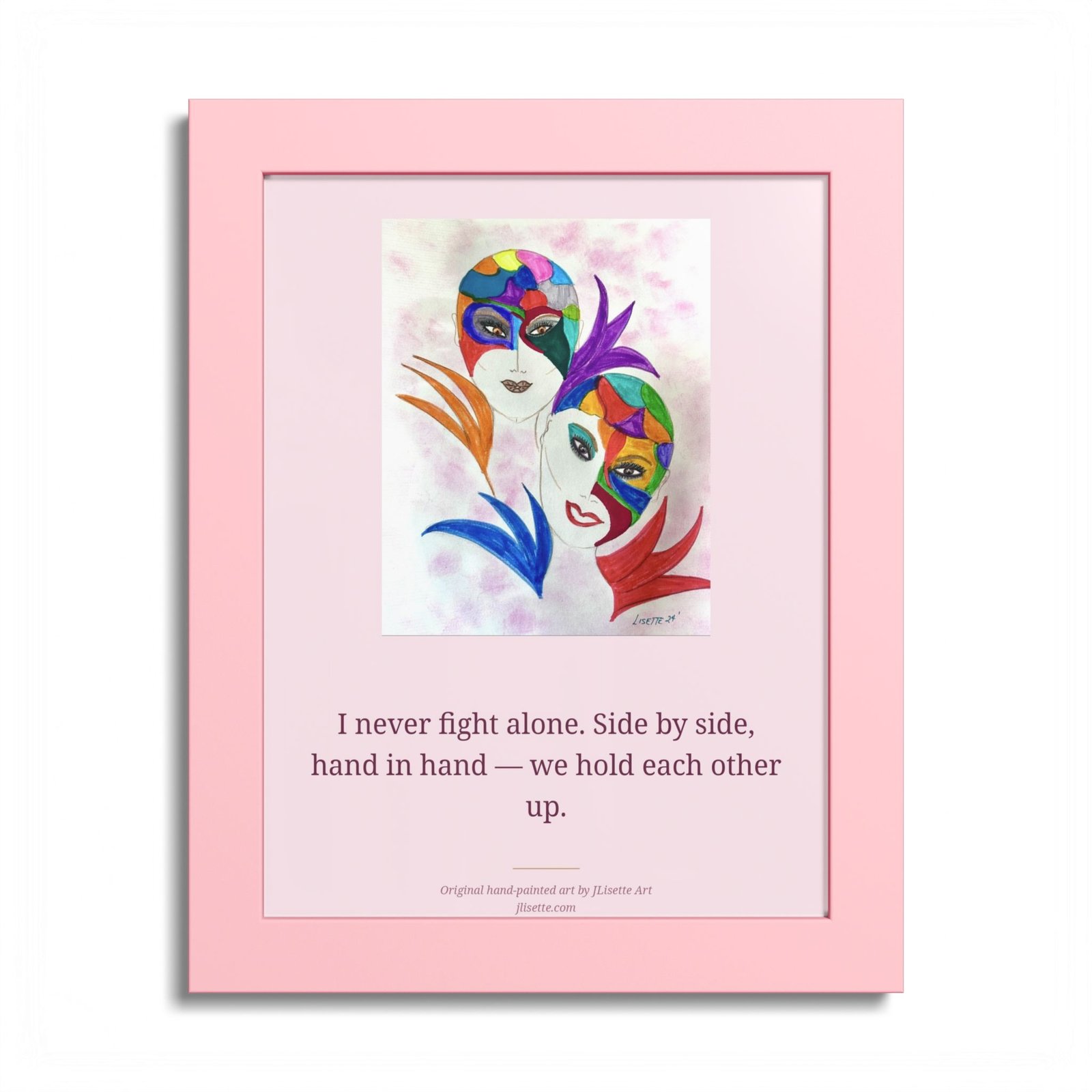 Put Your Pink On — Mosaic Sisters, Pink Framed Affirmation Art Print (8x10)