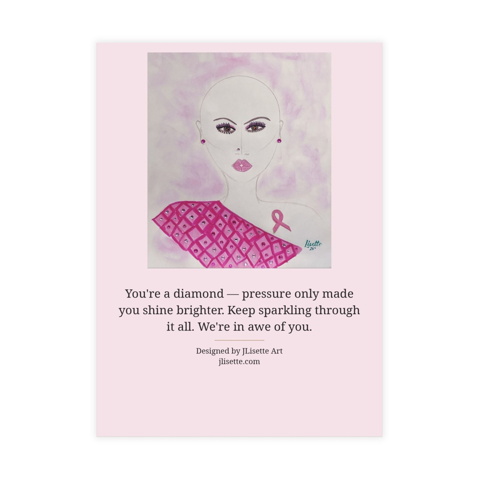 Quilted Pink — Breast Cancer Awareness Postcards (10-Pack), Words on Front