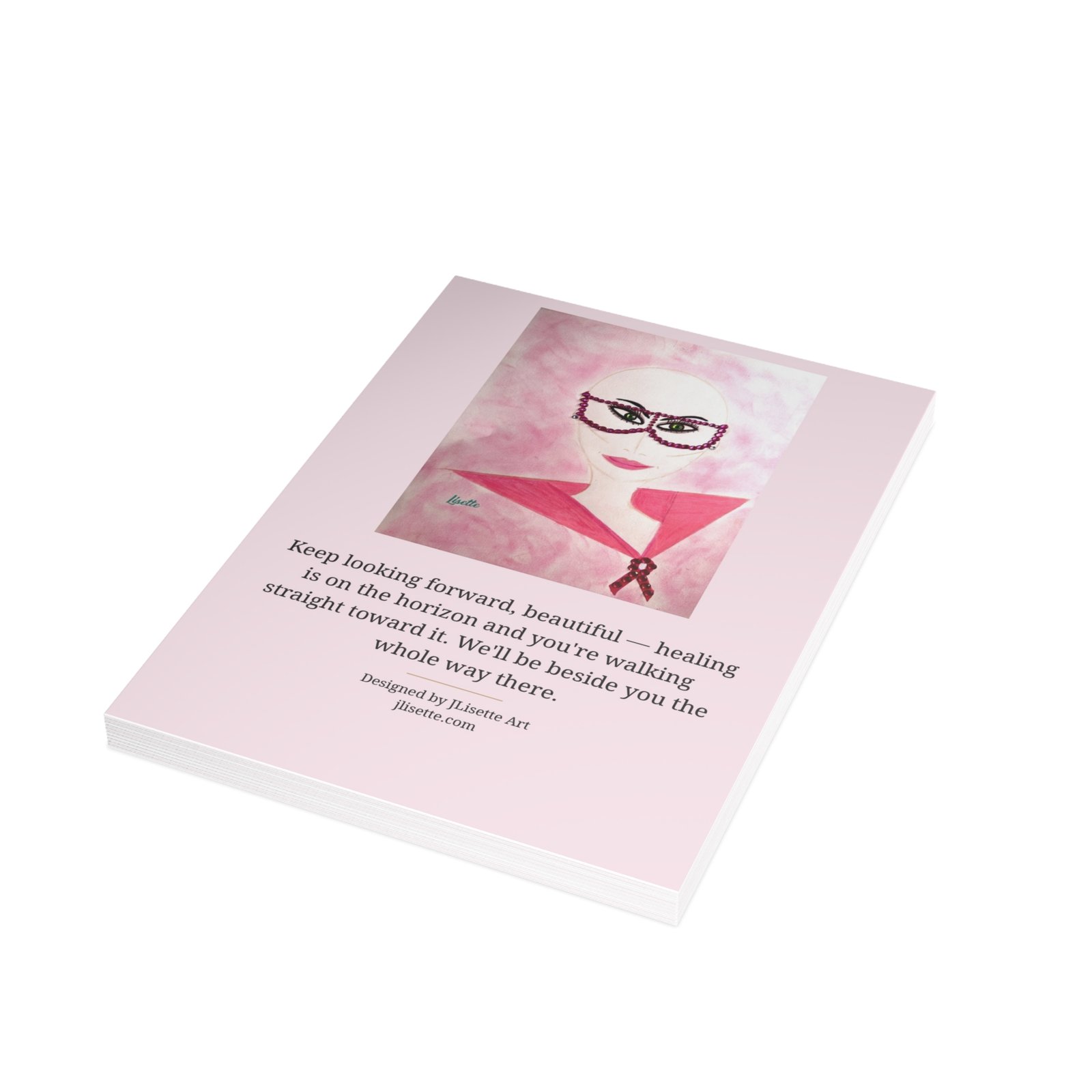 Rhinestone Glasses — Breast Cancer Awareness Postcards (10-Pack), Words on Front - Image 4