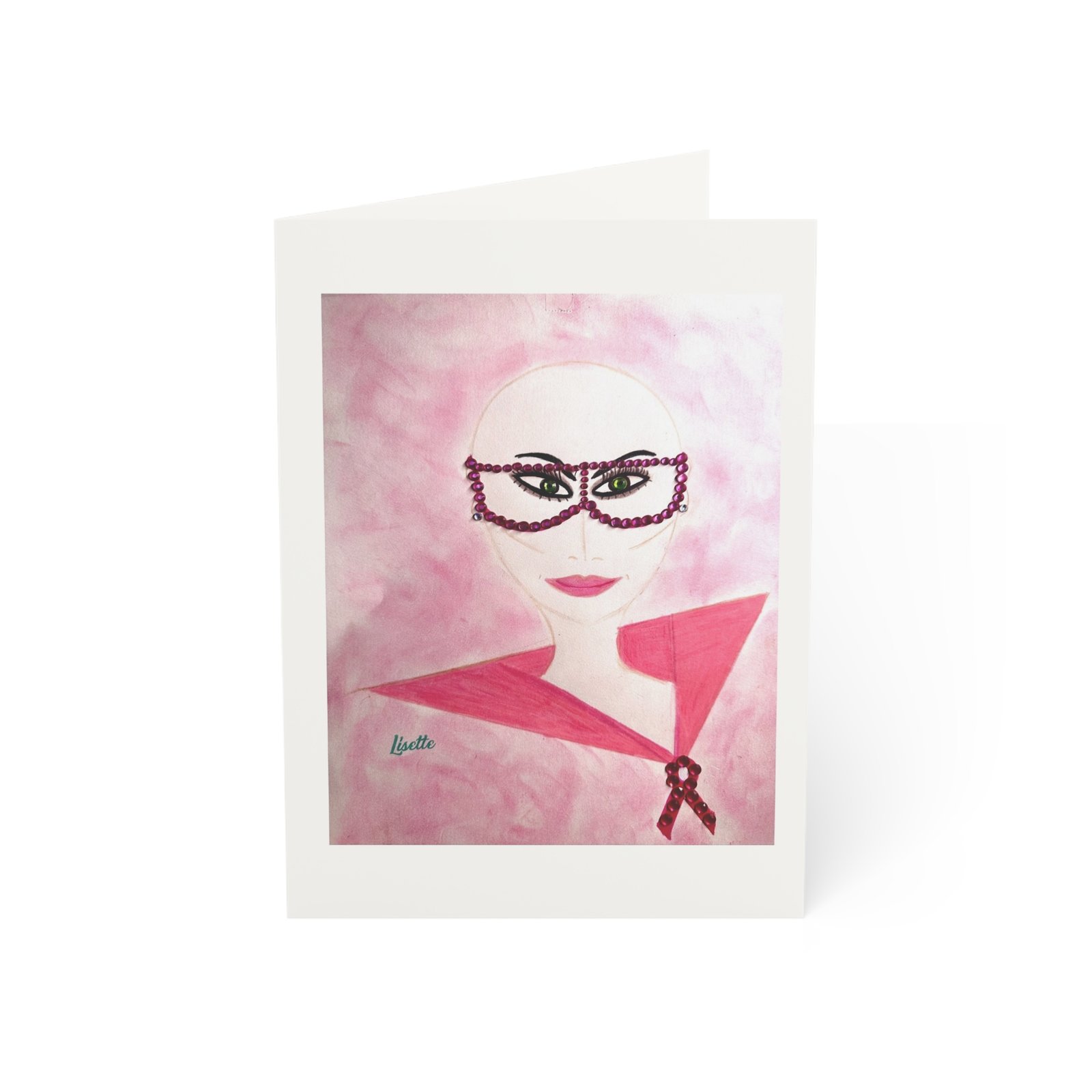Rhinestone Glasses — Breast Cancer Awareness Greeting Card