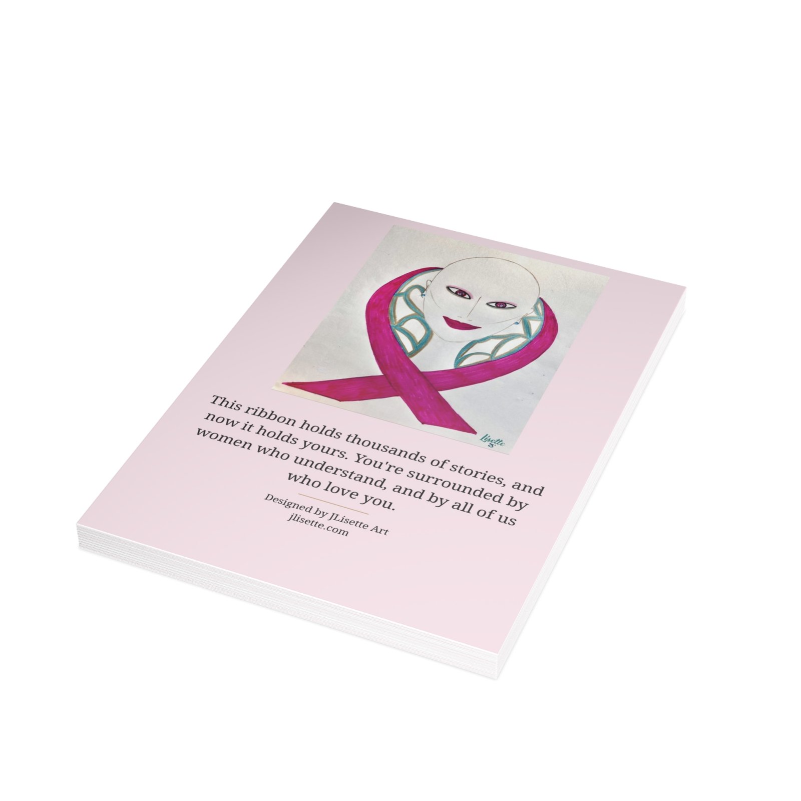 Ribbon Frame — Breast Cancer Awareness Postcards (10-Pack), Words on Front - Image 4