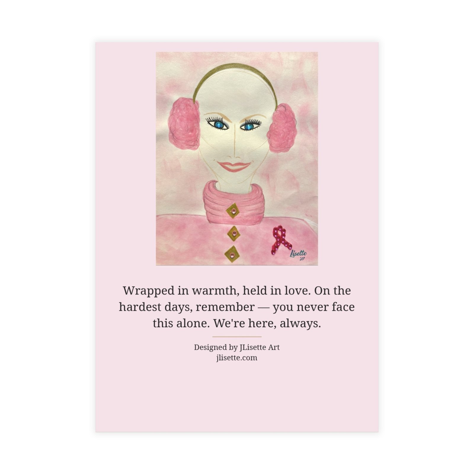 Earmuffs — Breast Cancer Awareness Postcards (10-Pack), Words on Front
