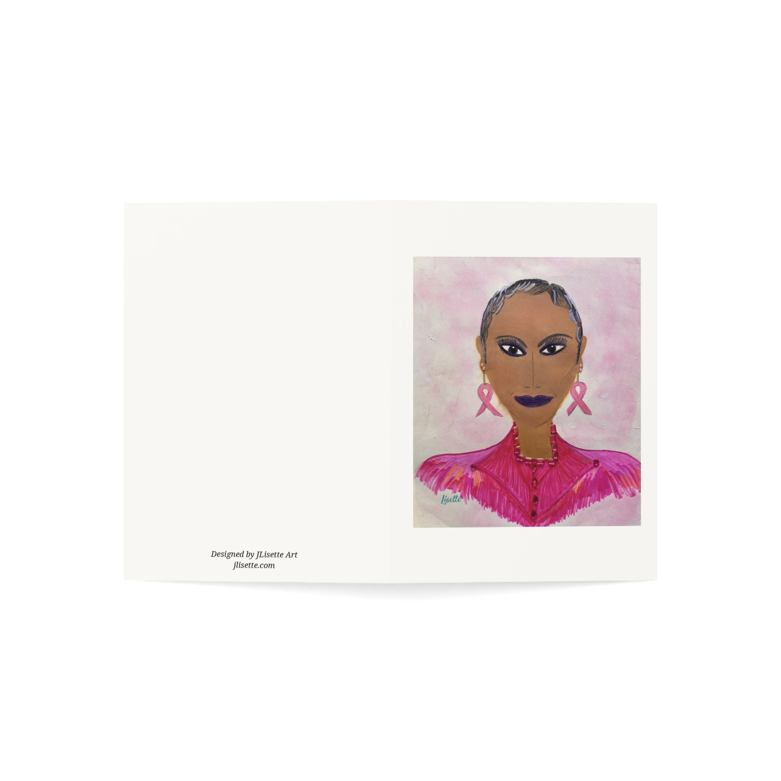 Ribbon Earrings — Breast Cancer Awareness Greeting Card - Image 3