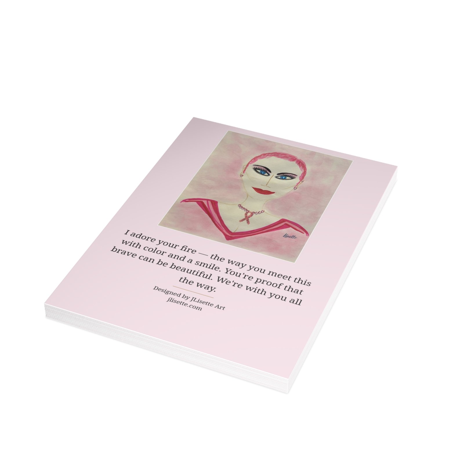 Pink Hair — Breast Cancer Awareness Postcards (10-Pack), Words on Front - Image 4