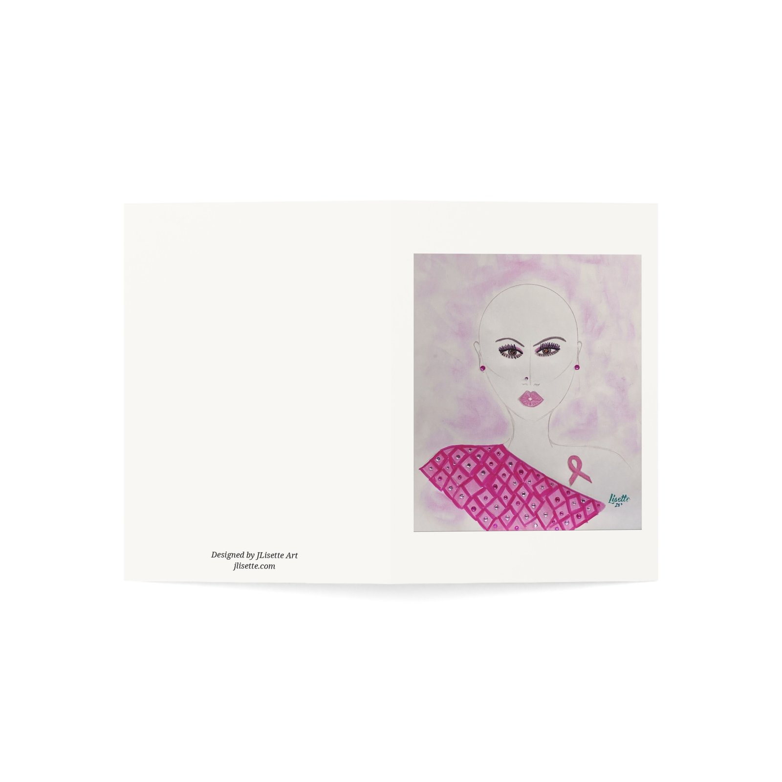 Quilted Pink — Breast Cancer Awareness Greeting Card - Image 3