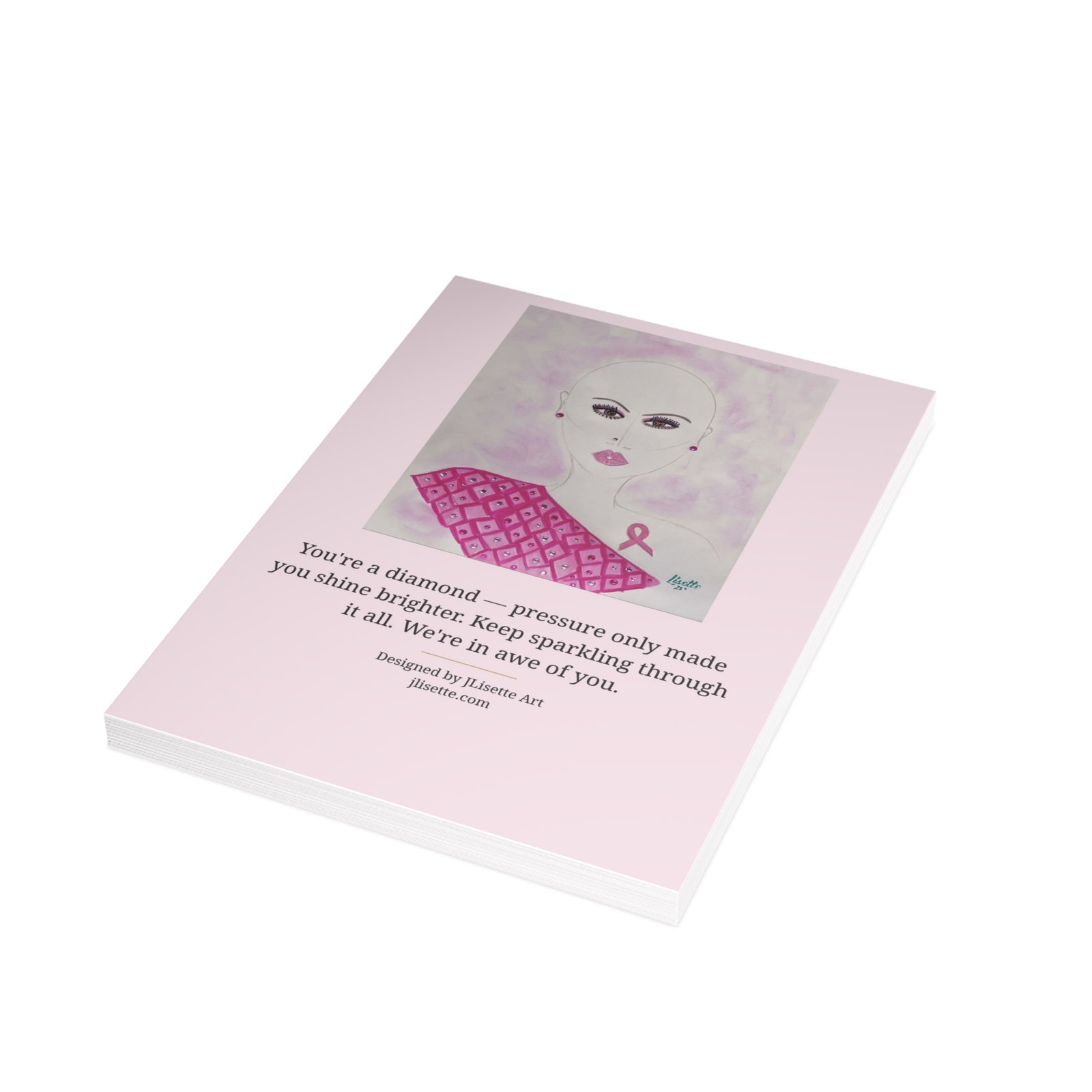 Quilted Pink — Breast Cancer Awareness Postcards (10-Pack), Words on Front - Image 4